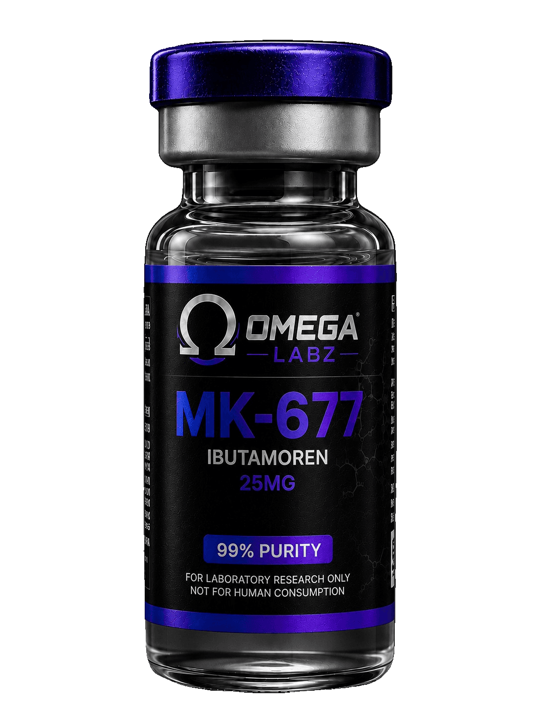 OmegaLabz research vial — HPLC-MS purity verified
